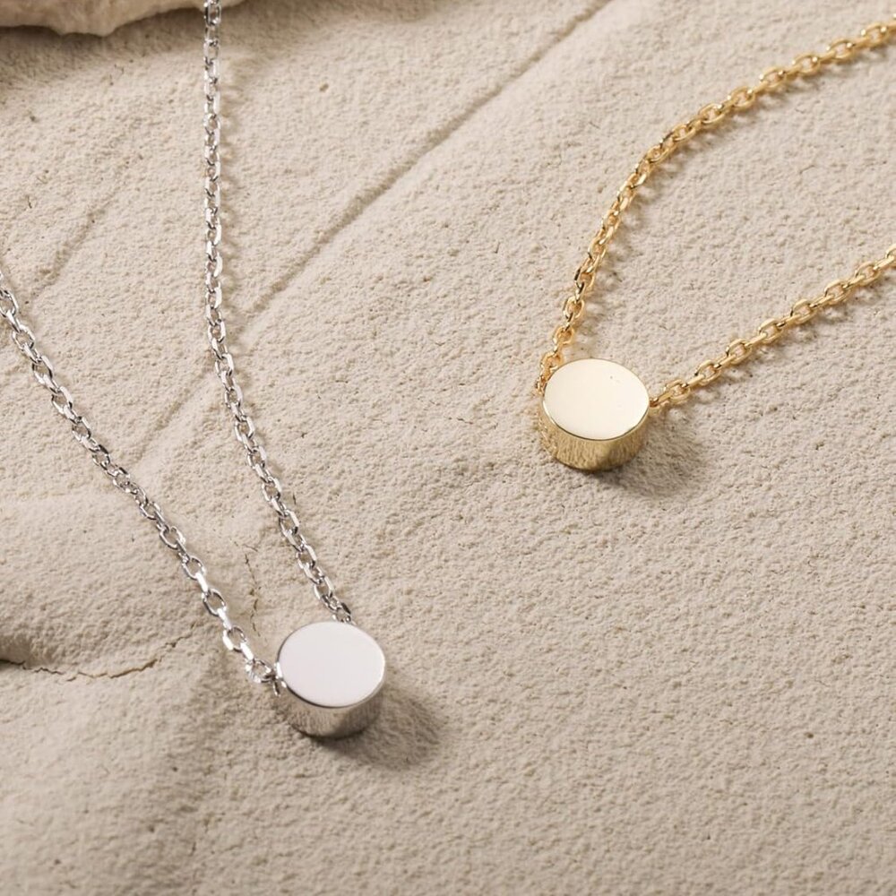 Sterling Silver Tiny Dot Necklace Circle Star Squ… - image 7